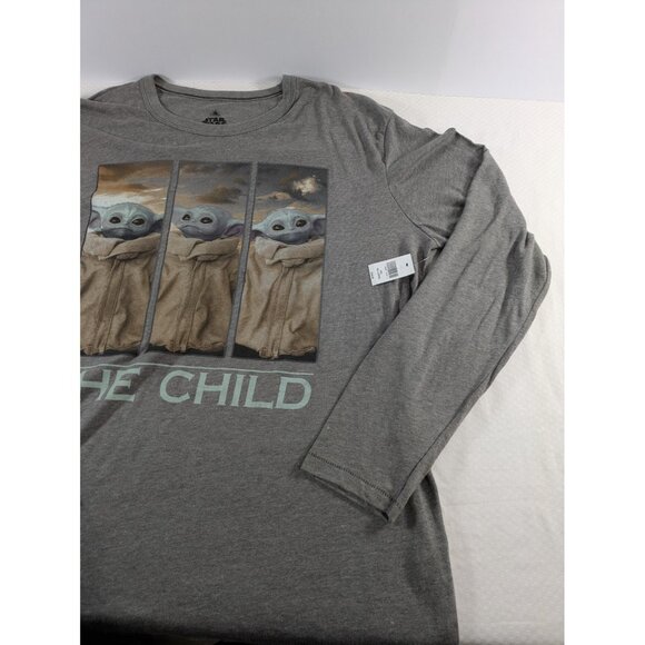 NWT Star Wars Disney Mens Long Sleeve Shirt - Baby Yoda Grogu Grey XXL $39.99 - Picture 2 of 10